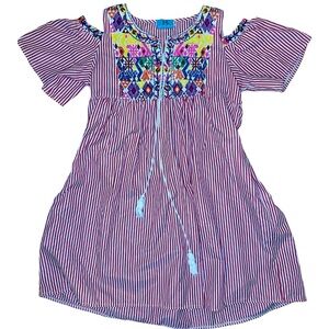 South Main Striped Embroidered Colorful Dress Size S/M